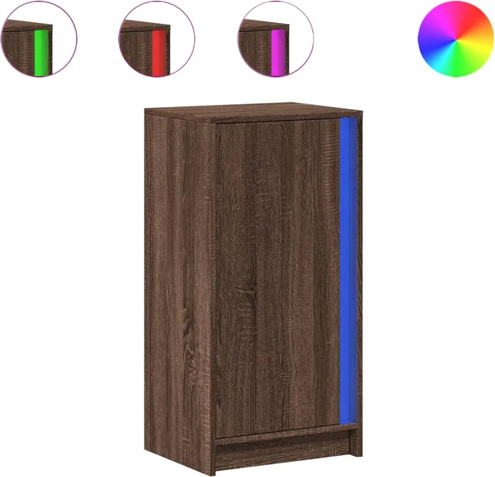vidaXL barna tölgy szerelt fa LED-es tálalószekrény 42,5 x 34 x 85 cm