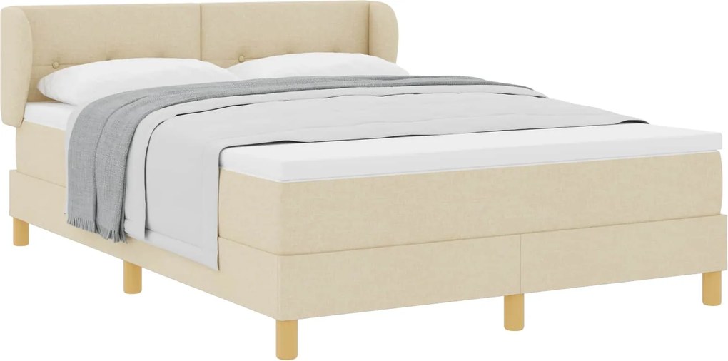 vidaXL Boxrugós ágy matracmal fejtámlával Krém 140 x 200 cm szövet