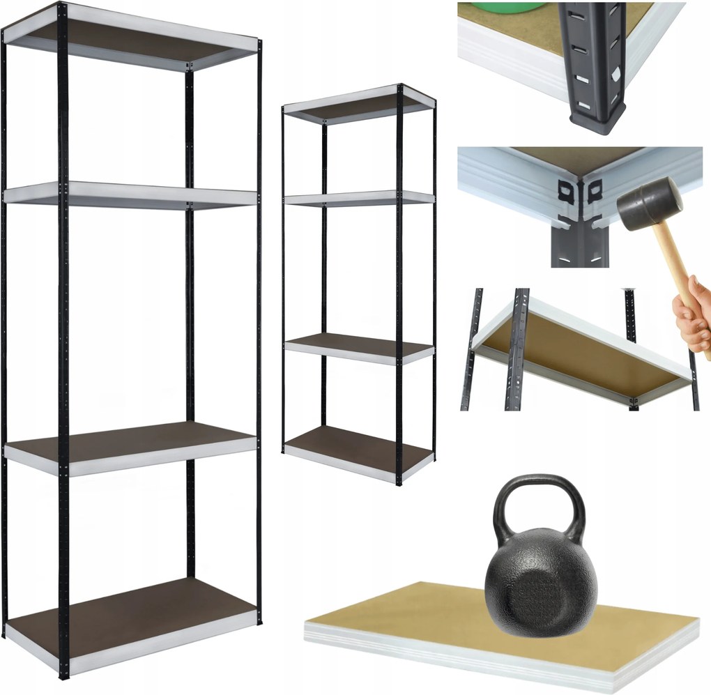 Helios fém tároló állvány garázs állvány 180x60x60cm 4Px175kg