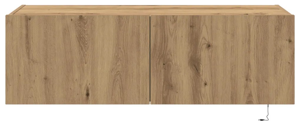 TV faliszekrény LED világítással, Kézműves tölgy 100x35x31 cm