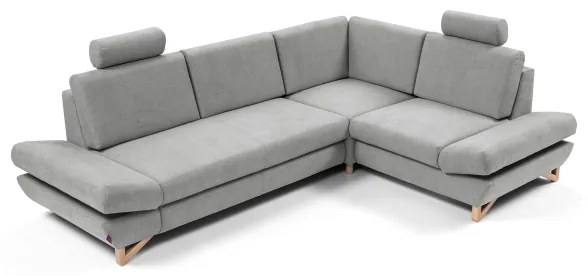 Ággyá nyitható, kárpitozott, jobb oldali L-alakú sarok ülőgarnitúra tárolórekesszel AVESTA, szürke