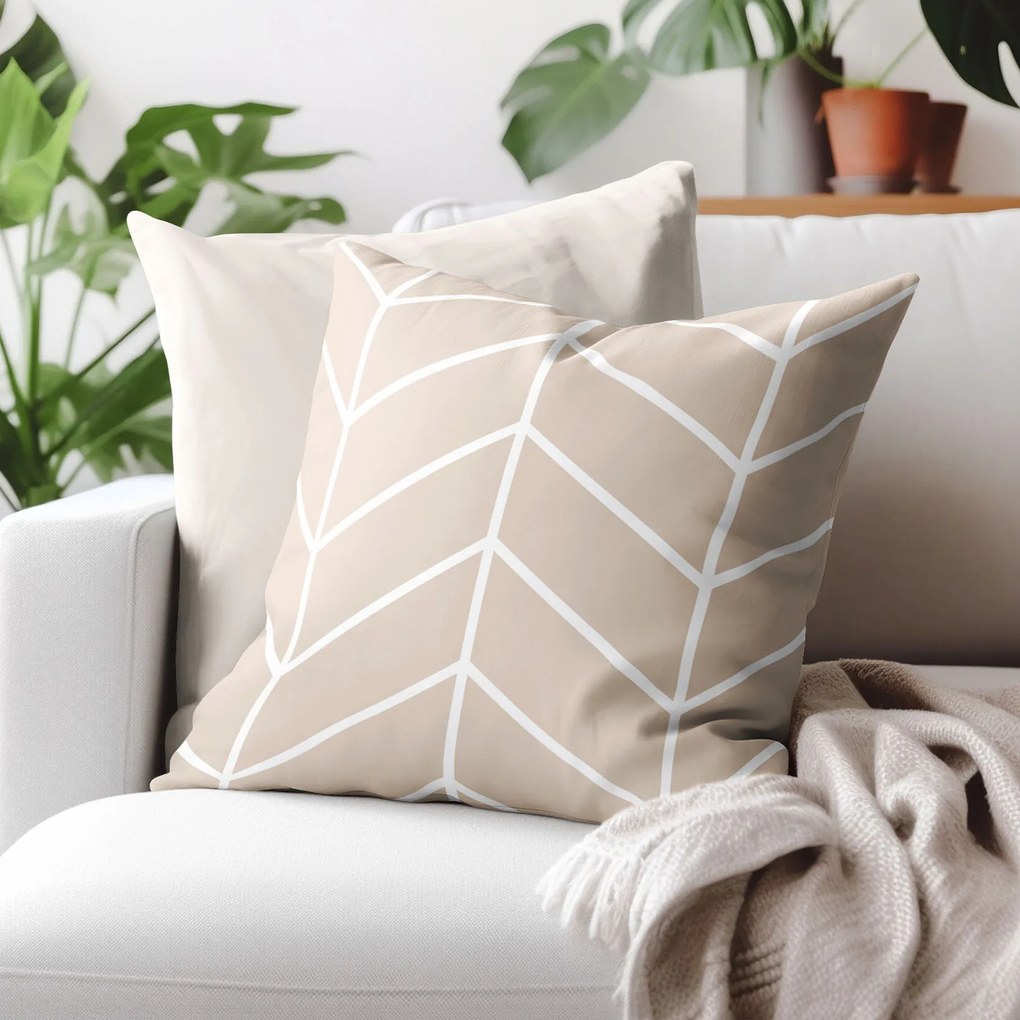 Goldea pamut párnahuzat - fehér cikkcakk bézsen 45 x 45 cm