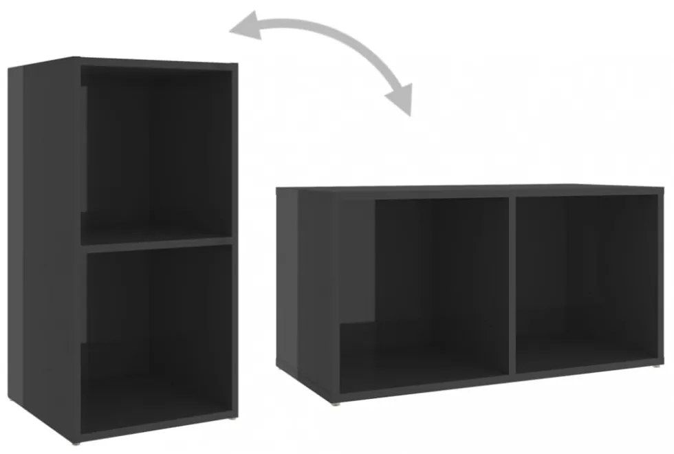 2 db magasfényű szürke szerelt fa TV-szekrény 72 x 35 x 36,5 cm