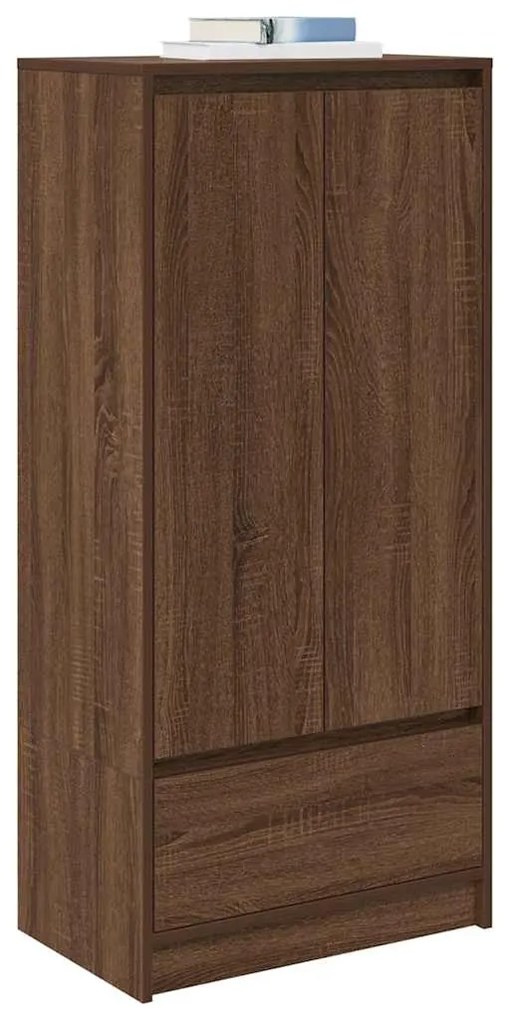 barna tölgy szerelt fa szekrény fiókkal 55,5x34x119,5 cm