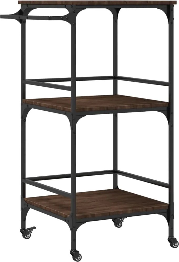 vidaXL barna tölgyszínű szerelt fa konyhai kocsi 60,5 x 50 x 105 cm