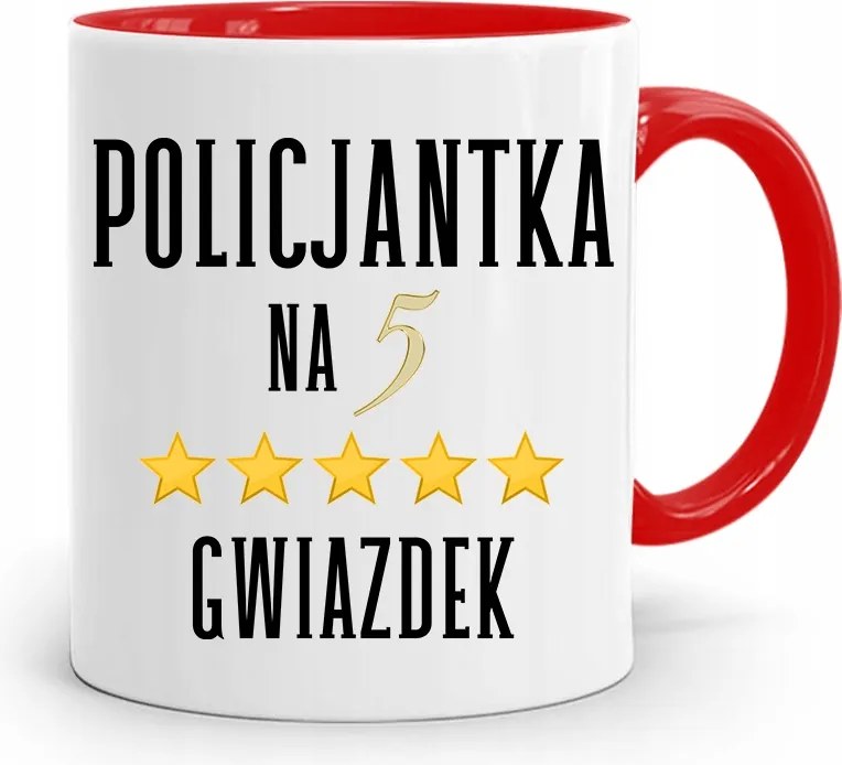 Piros Bögre Rendőrnőnek Ötcsillagos, fényképes nyomattal