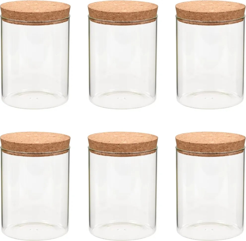 vidaXL 6 db üvegedény parafa fedéllel 650 ml