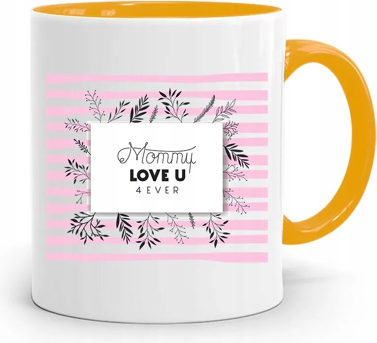 Sárga Bögre Ajándék Anyukáknak Mommy Love U fényképes nyomattal