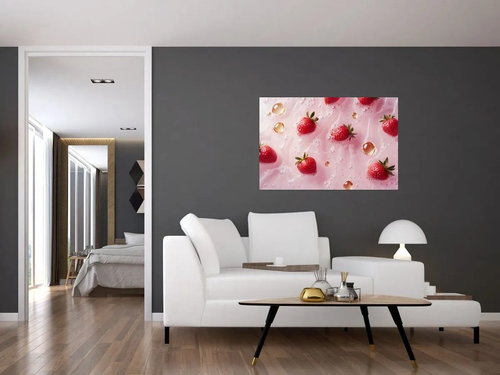 Kép - Eprek buborékokban (90x60 cm)
