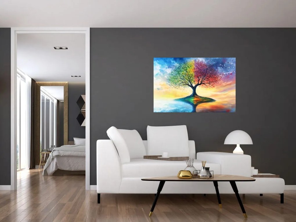 Kép – Évszakok festett fája (90x60 cm)