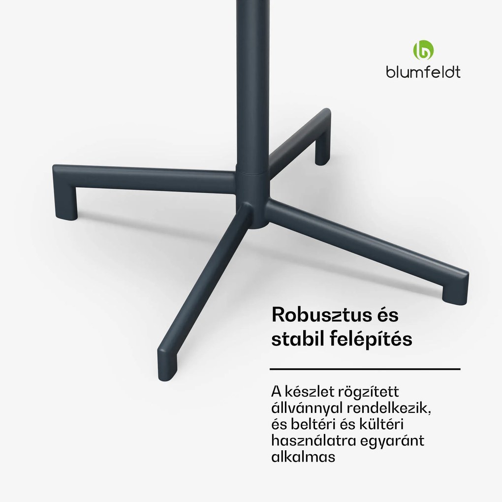Blumfeldt UrbanEdge bisztró asztal, bárasztal, 60 cm, összecsukható, porfestett, időjárásálló