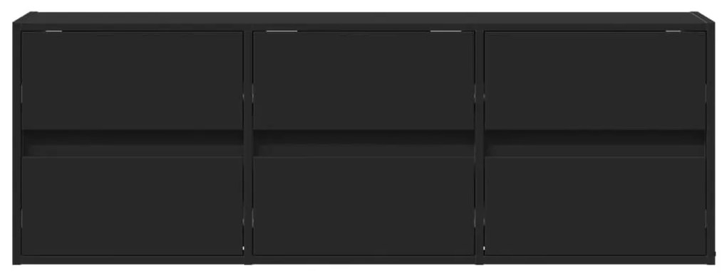 fekete fali TV-szekrény LED-világítással 130x31x45 cm