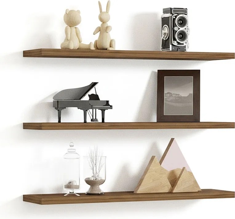 Fali polc szett 3db, dió