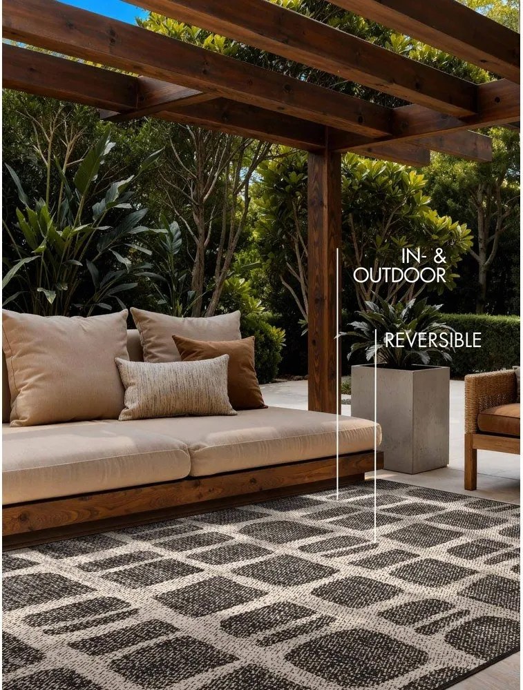 Fekete-krémszínű kültéri-beltéri szőnyeg 160x230 cm Haringey Ruskin – Ted Baker