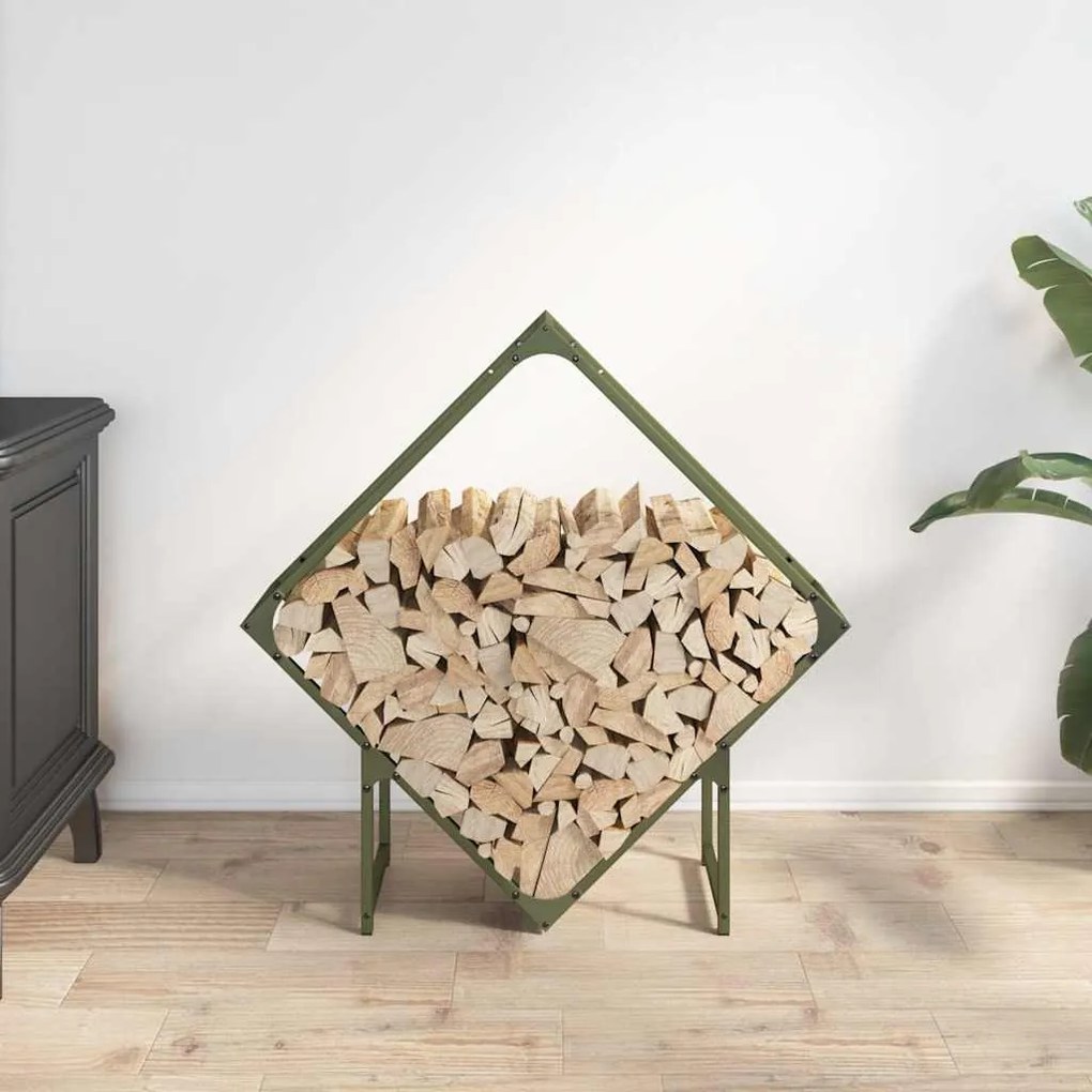 olívazöld hidegen hengerelt acél tűzifatároló 80x25x80 cm