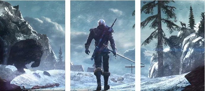 Triptichon 3x falikép The Witcher 3 Wild Hunt, The Witcher 40x90 cm