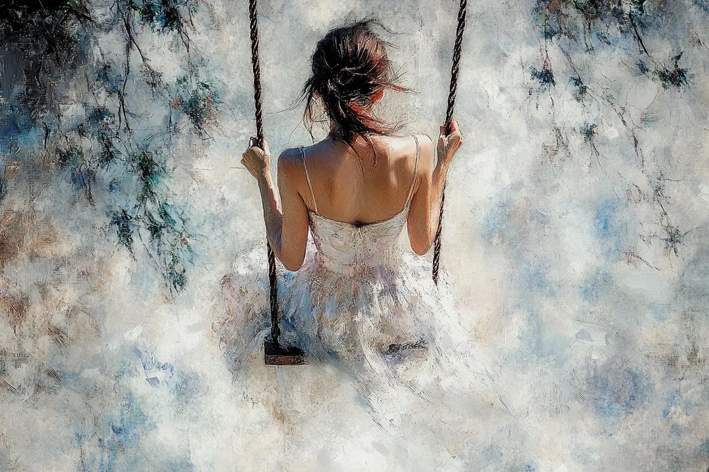 Fotótapéta Flizelina Nő Lány Hinta Relaxáció Boho 416x254 ragasztó