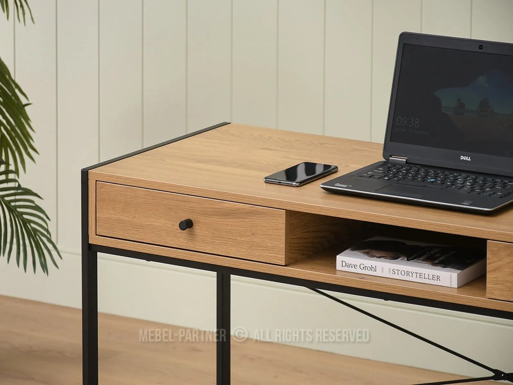 PC asztal Nills (tölgy + fekete). Akció -20%. 1109798