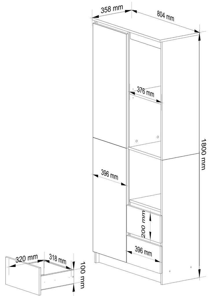 Polc Resolverse (sonoma tölgy + fehér). 1117309