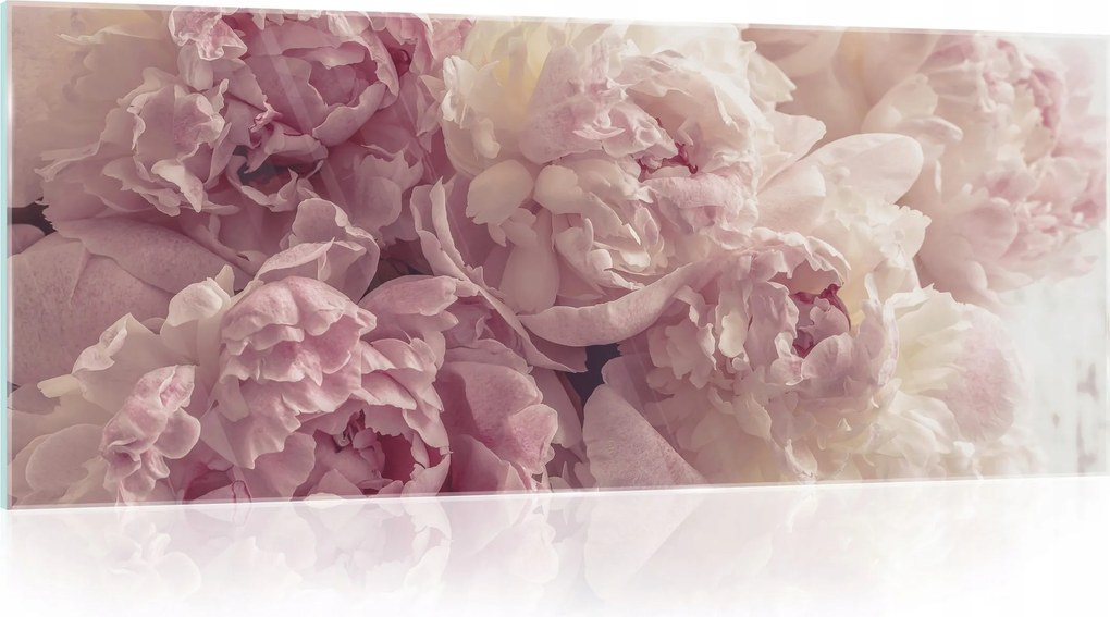 Üvegfestmény Virágok Bazsarózsa Fürdőszoba Konyha Nagy 125x50