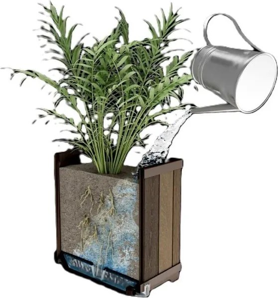 Virágcserép DECO SQUARE TALL WALNUT