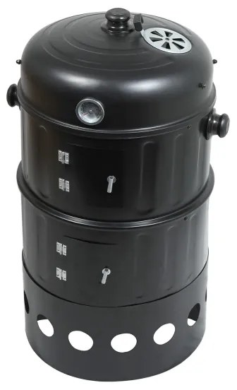 Faszénfüstölő ház 3 az 1-ben fekete