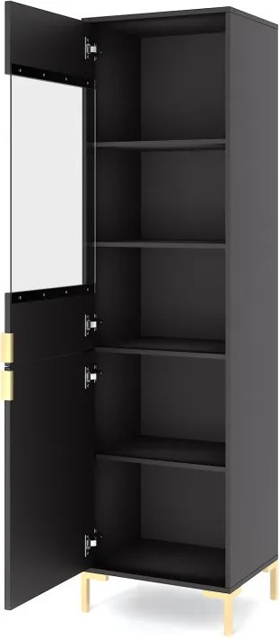 Vitrin szekrény 2 ajtós fekete / fekete matt színkombinációban – FLINN FL03