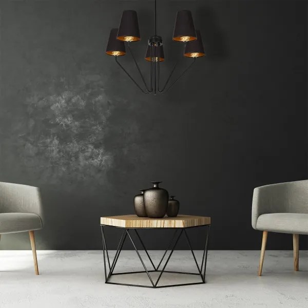 Csillár rúdon VICTORIA 5xE27/60W/230V fekete