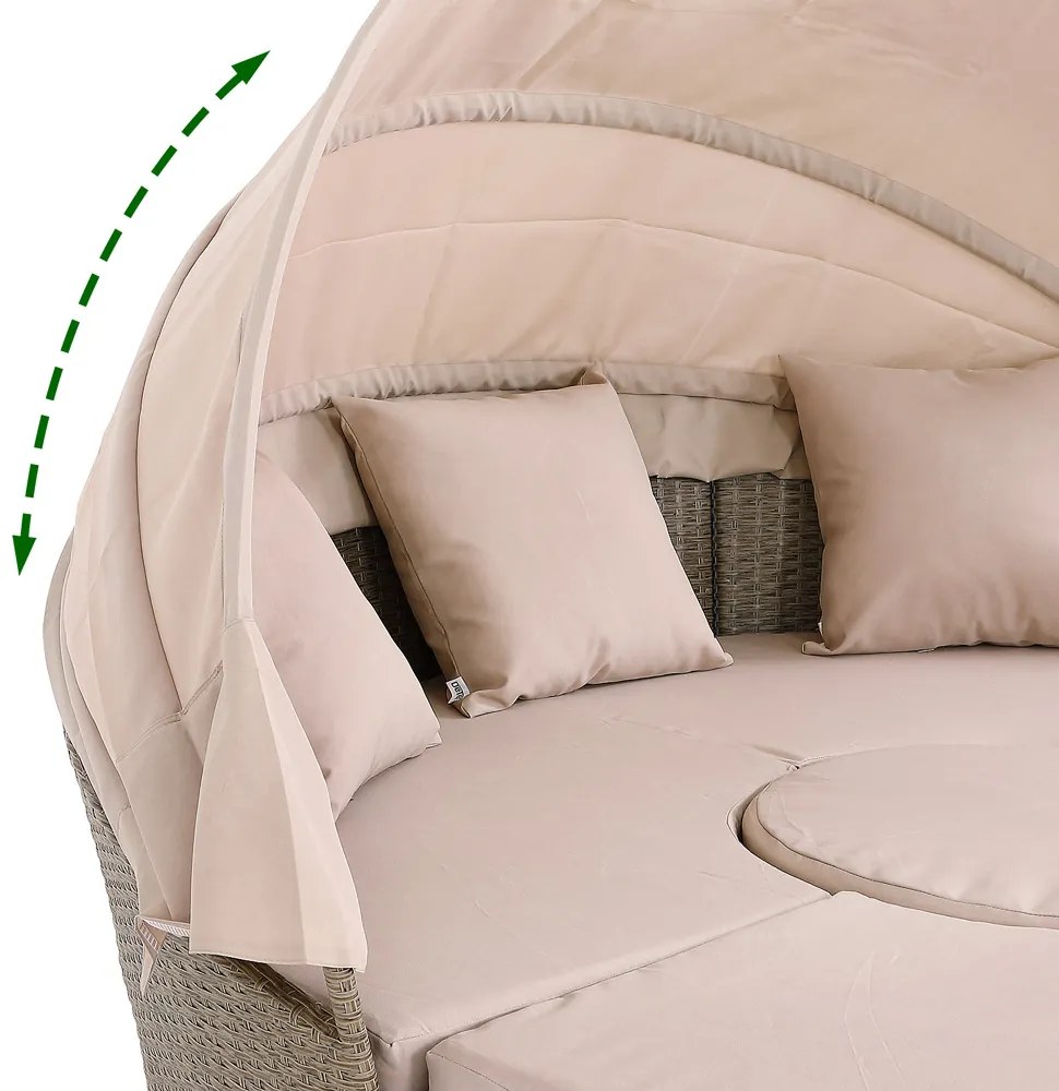 Deuba Rattan kerti ágy LAZY Ø185 cm - krém