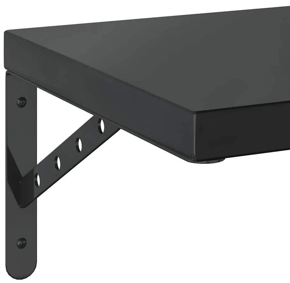 2 db fekete rozsdamentes acél fali polc 75 x 30 cm