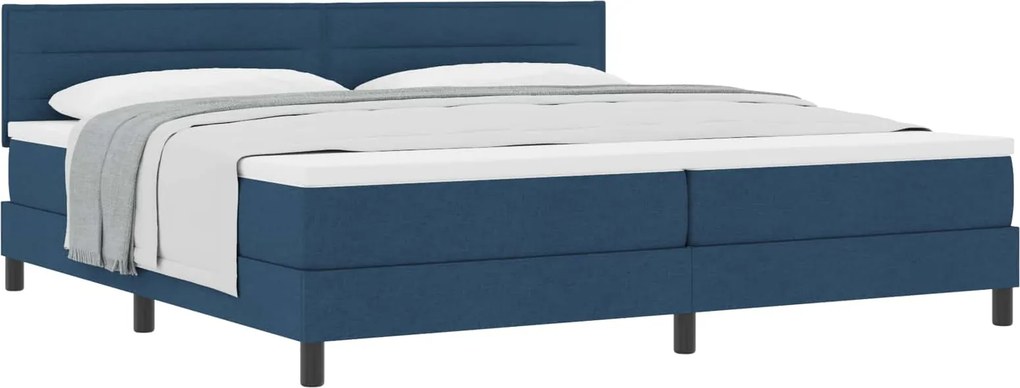 vidaXL Boxrugós ágy matracmal fejtámlával Kék 200 x 200 cm szövet