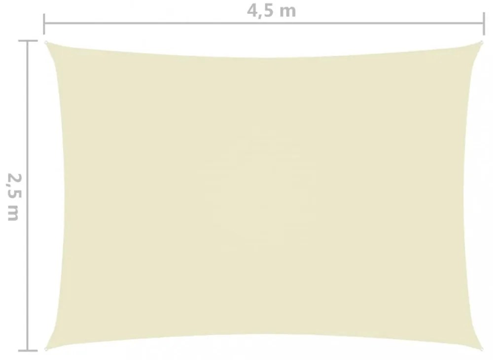 krémszínű téglalap alakú oxford-szövet napvitorla 2,5x4,5 m