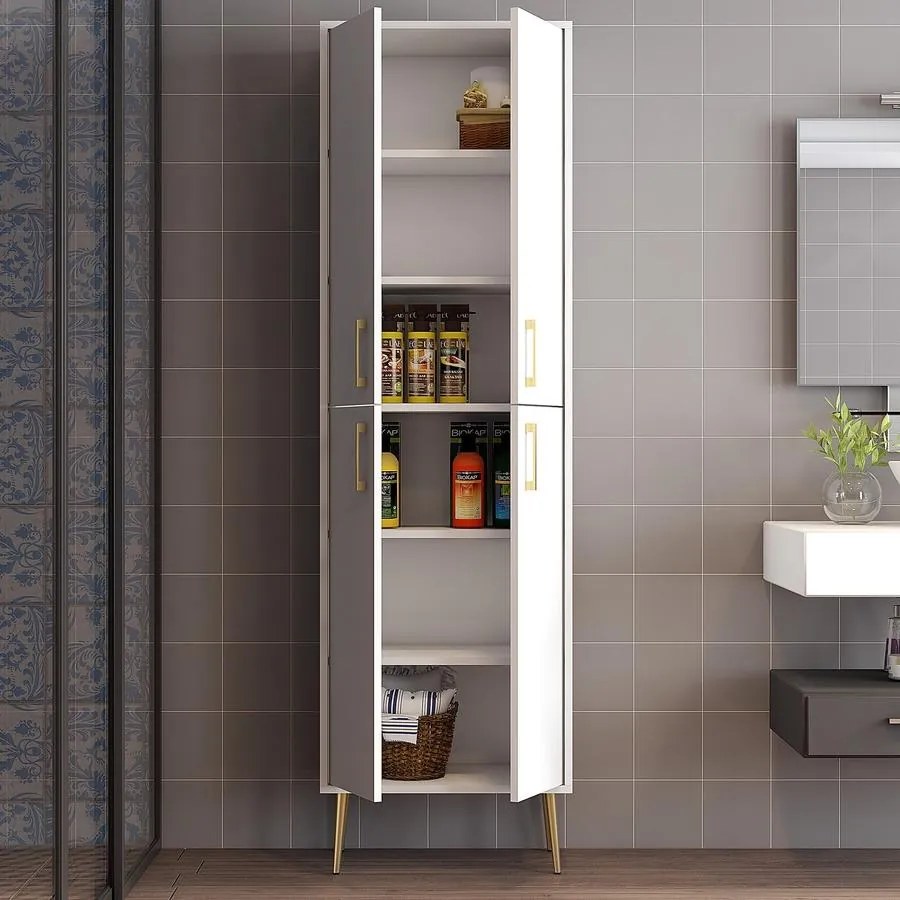 Tároló szekrény Berlin A - Fehér, Arany