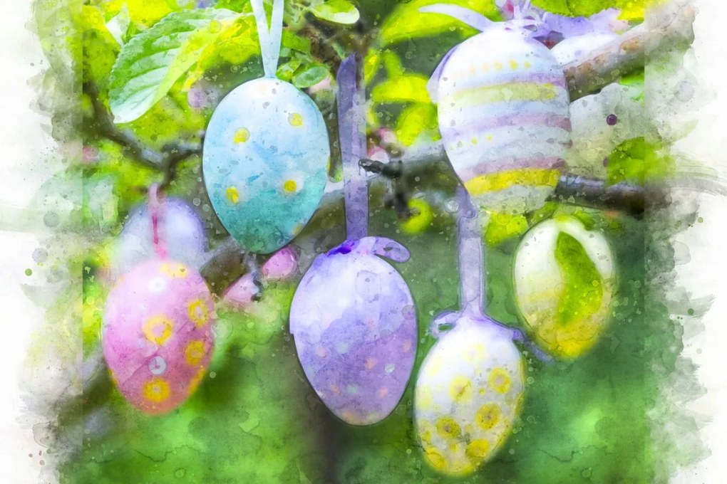 Poszter 30x20cm Húsvéti tojások lógnak az ágakon 2, Assaf Frank