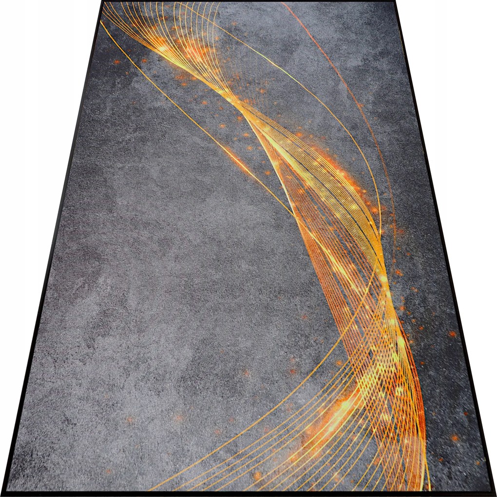 Nappali Szőnyeg 160x230 Modern Szürke Divatos Fekete Nagy Gumírozott Szőnyeg