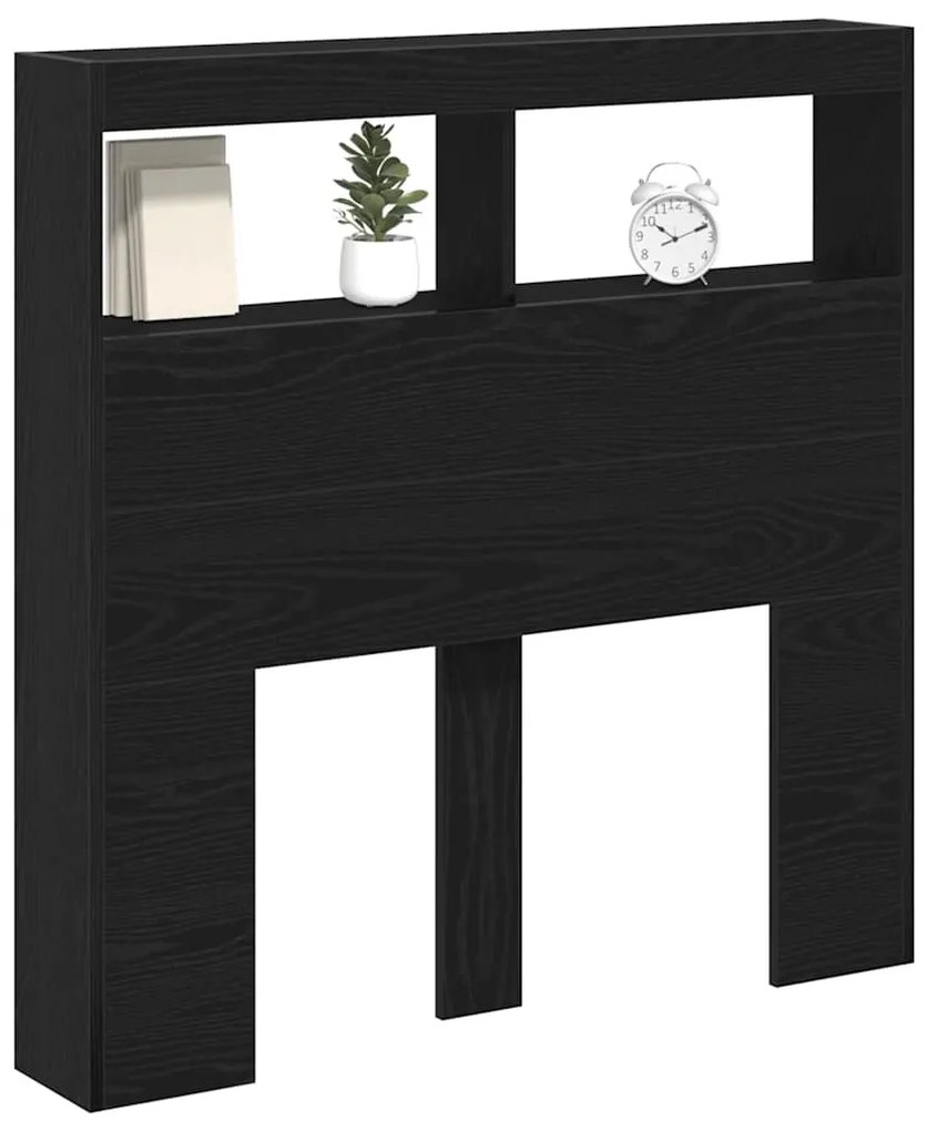 fekete tölgy színű áthidalószekrény LED-ekkel 100 x 17 x 102 cm