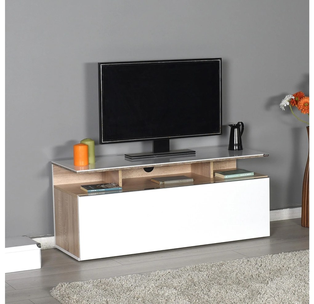 TV szekrény Thea 1 (tölgy + fehér) . 1109422