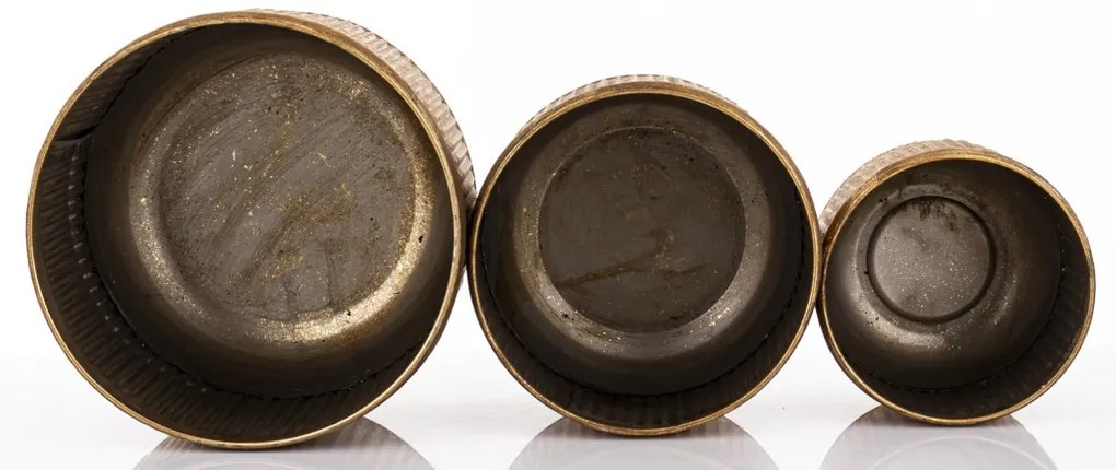 Kaspó szett 3 db-os arany fém 19x24x24 16x19.5x19.5 13.5x15.5x15.5cm