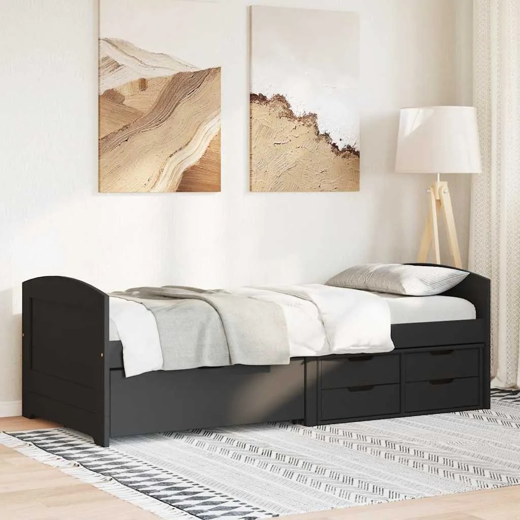 Napozóágy 5 fiókkal matrac nélkül IRUN Fekete 90x200 cm