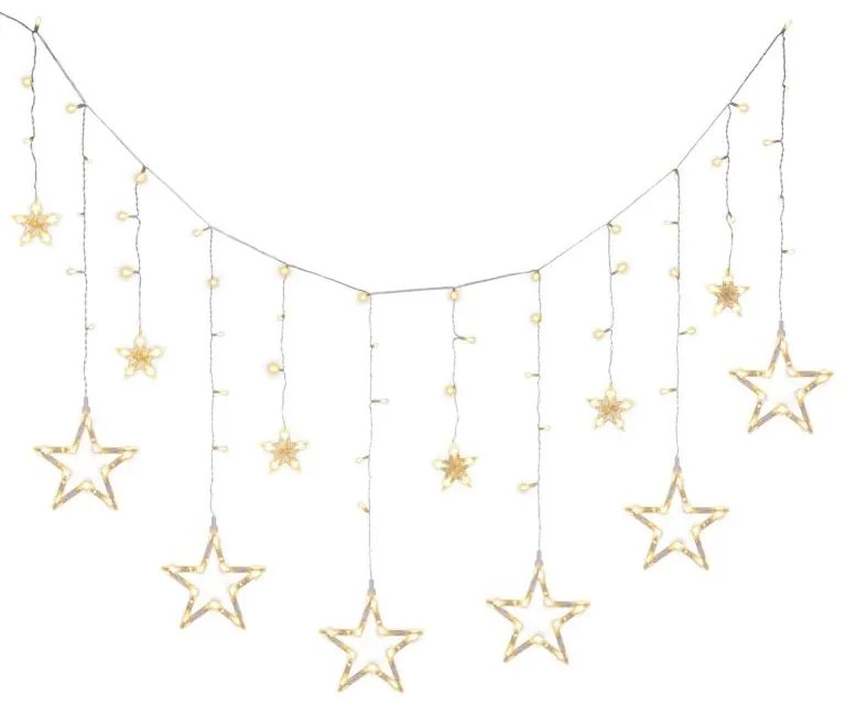 NEXOS Csillagos lánc 2,65 m 138 LED meleg fehér