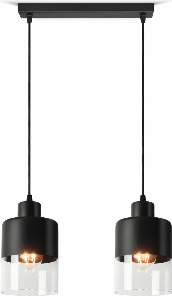 Mennyezeti Lámpa Függő Csillár Dual Glass 568-BZ2 Led E27 Black Edition