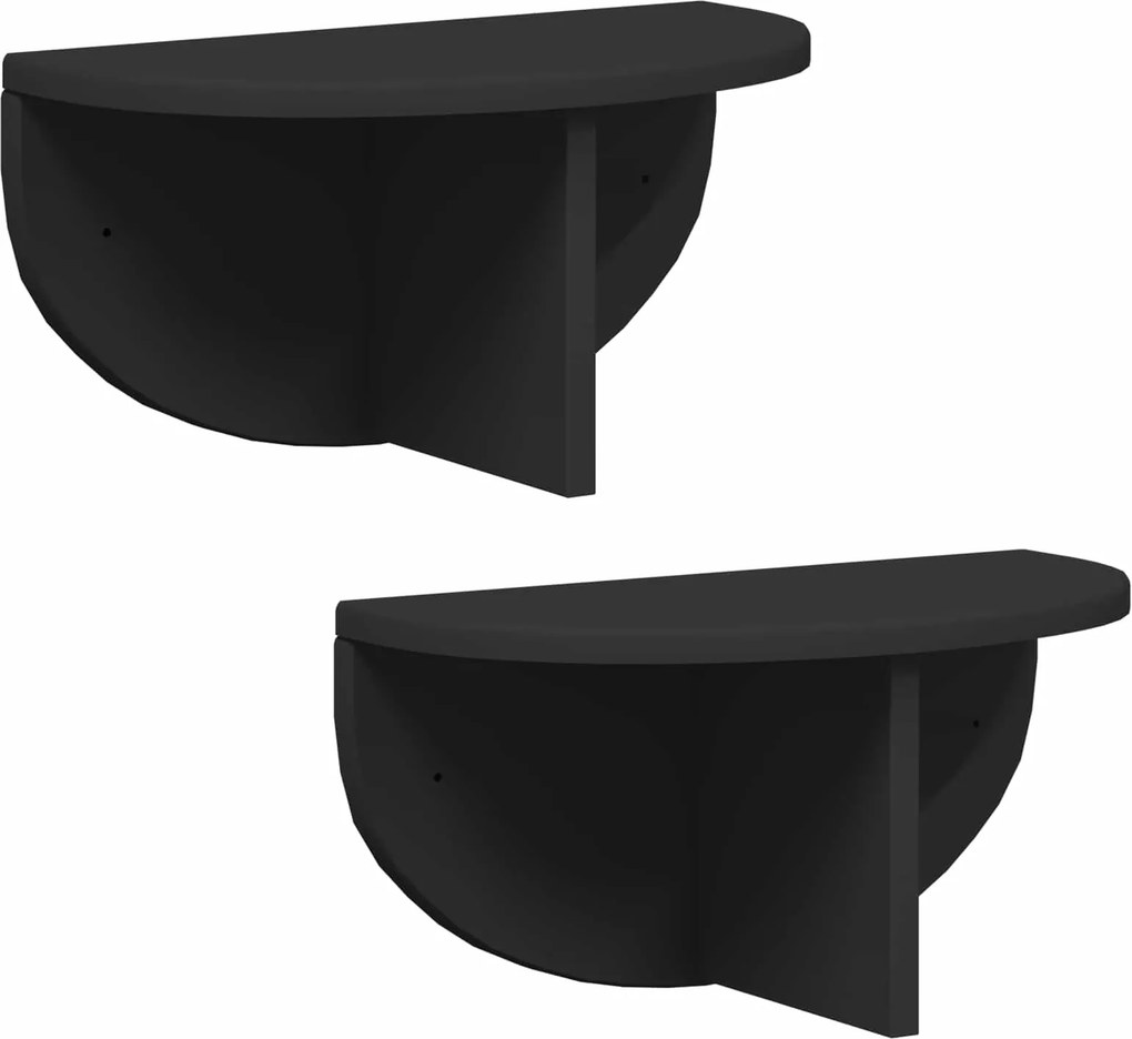 vidaXL Falpolc Falra szerelhető 2 pcs Fekete 38 x 19 x 19 cm Faanyag