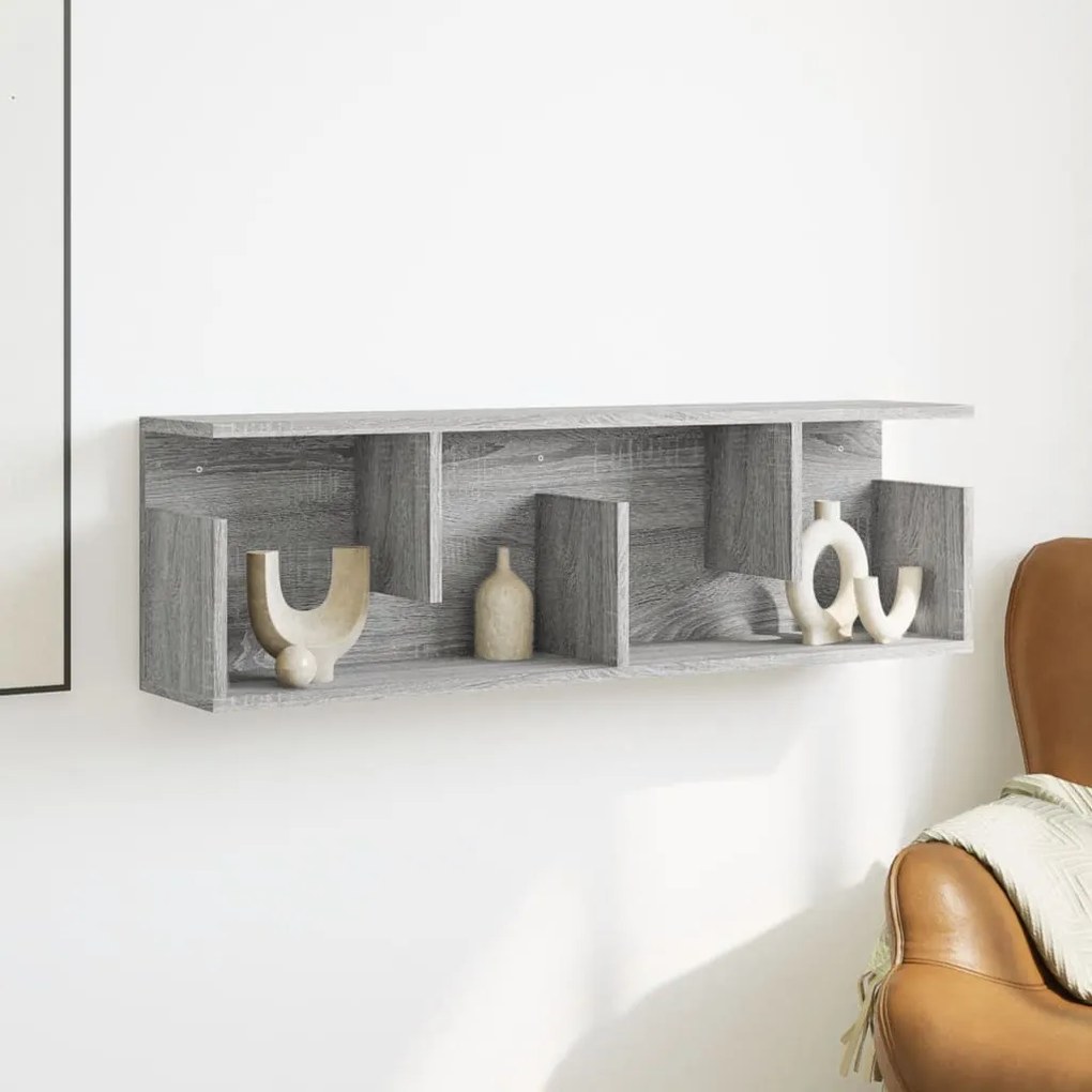szürke sonoma színű szerelt fa faliszekrény 100 x 20 x 30 cm