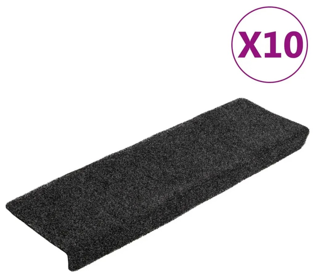10 db szürke tűlyukasztott lépcsőszőnyeg 65x21x4 cm
