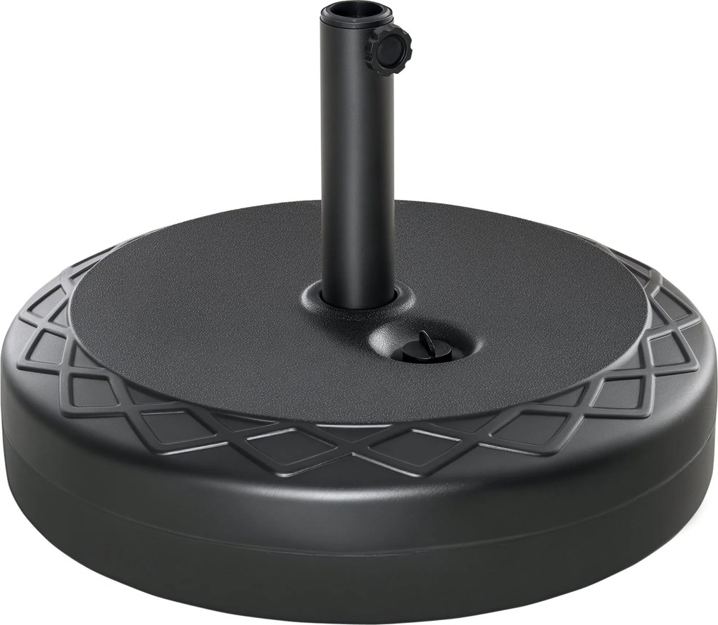 Outsunny 40 kg -ig tölthető kerek napernyőtartó, napernyő súly, tartó 38/48 mm-es átmérőjű napernyőhöz, erkélyre, teraszra, kertbe, fekete | Aosom