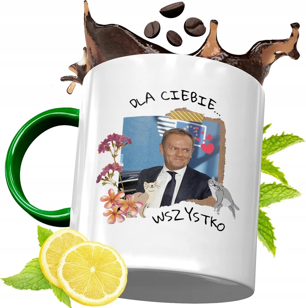 Donald Tusk Zöld Bögre Ajándék Nyomtatott Fotóval