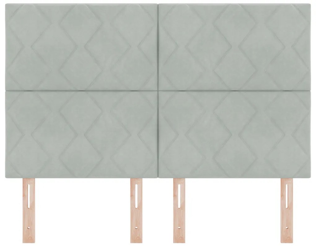 LED fejtámla gyémánt blokkok dizájn világosszürke 160 cm velvet
