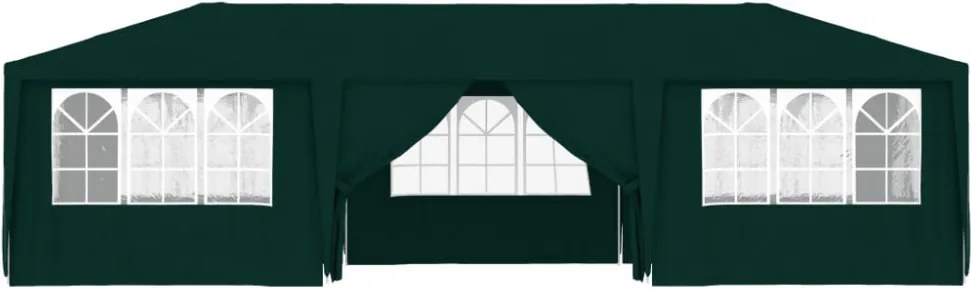 zöld rendezvénysátor oldalfalakkal 4 x 9 m 90 g/m²