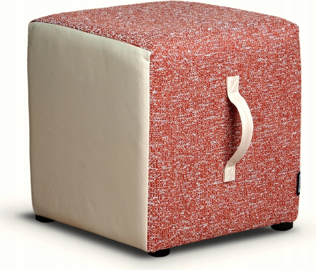 Kocka P4 Puff Divatos, Kényelmes, Fogantyúval, Könnyű, Tartós Vörösbarna