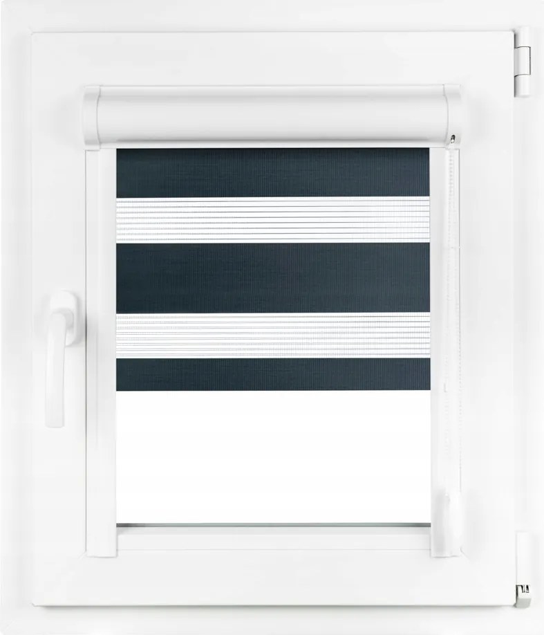 Roló Éjjel-nappal Zebra Kazettában Vezetősínekkel 121x150 cm Különböző Színekben